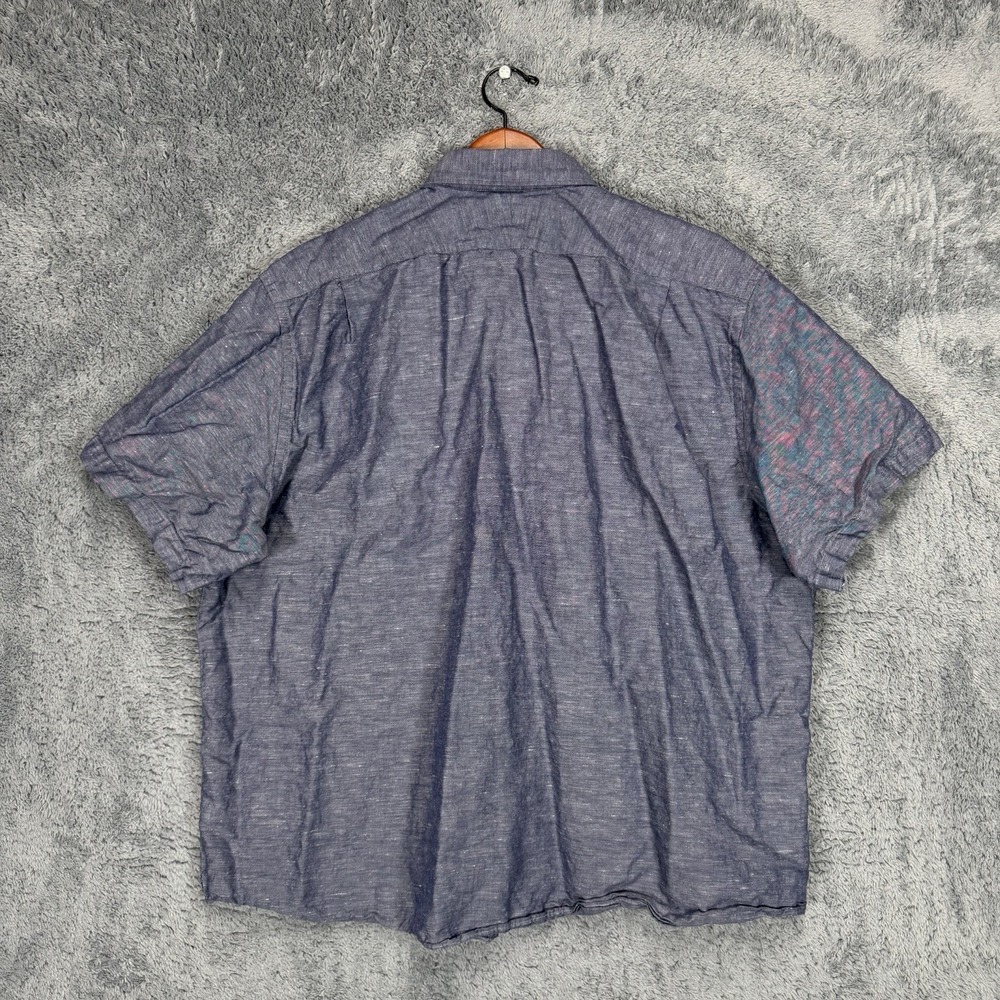 Proper Cloth Shirt Mens XL Blue Linen Blend Short Sleeve Button Up - Picture 2 of 7